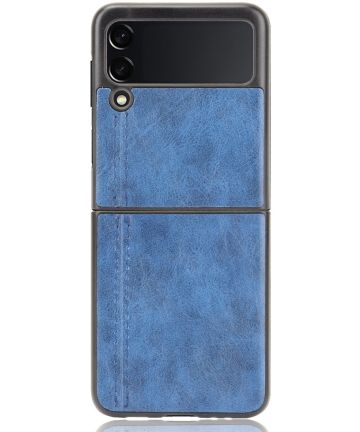 Samsung Galaxy Z Flip 3 Hoesje Kunstleer Back Cover Blauw Hoesjes