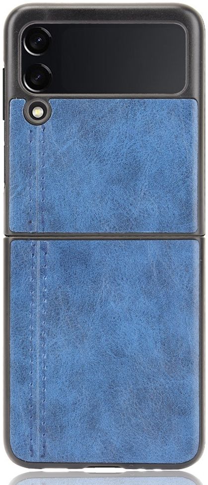 Samsung Galaxy Z Flip 3 Hoesje Kunstleer Back Cover Blauw afbeelding 1