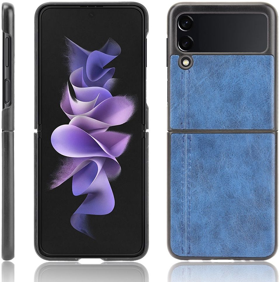 Samsung Galaxy Z Flip 3 Hoesje Kunstleer Back Cover Blauw afbeelding 4