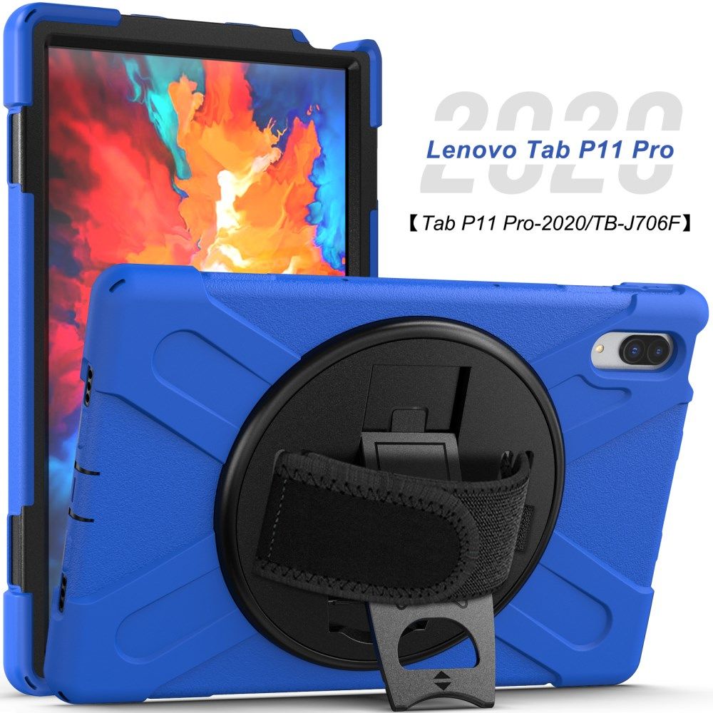 Lenovo Tab P11 Pro Hoes 360 Graden Kickstand Back Cover Blauw afbeelding 8