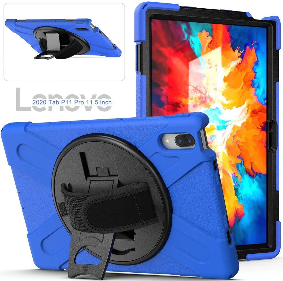 Lenovo Tab P11 Pro Hoes 360 Graden Kickstand Back Cover Blauw afbeelding 7