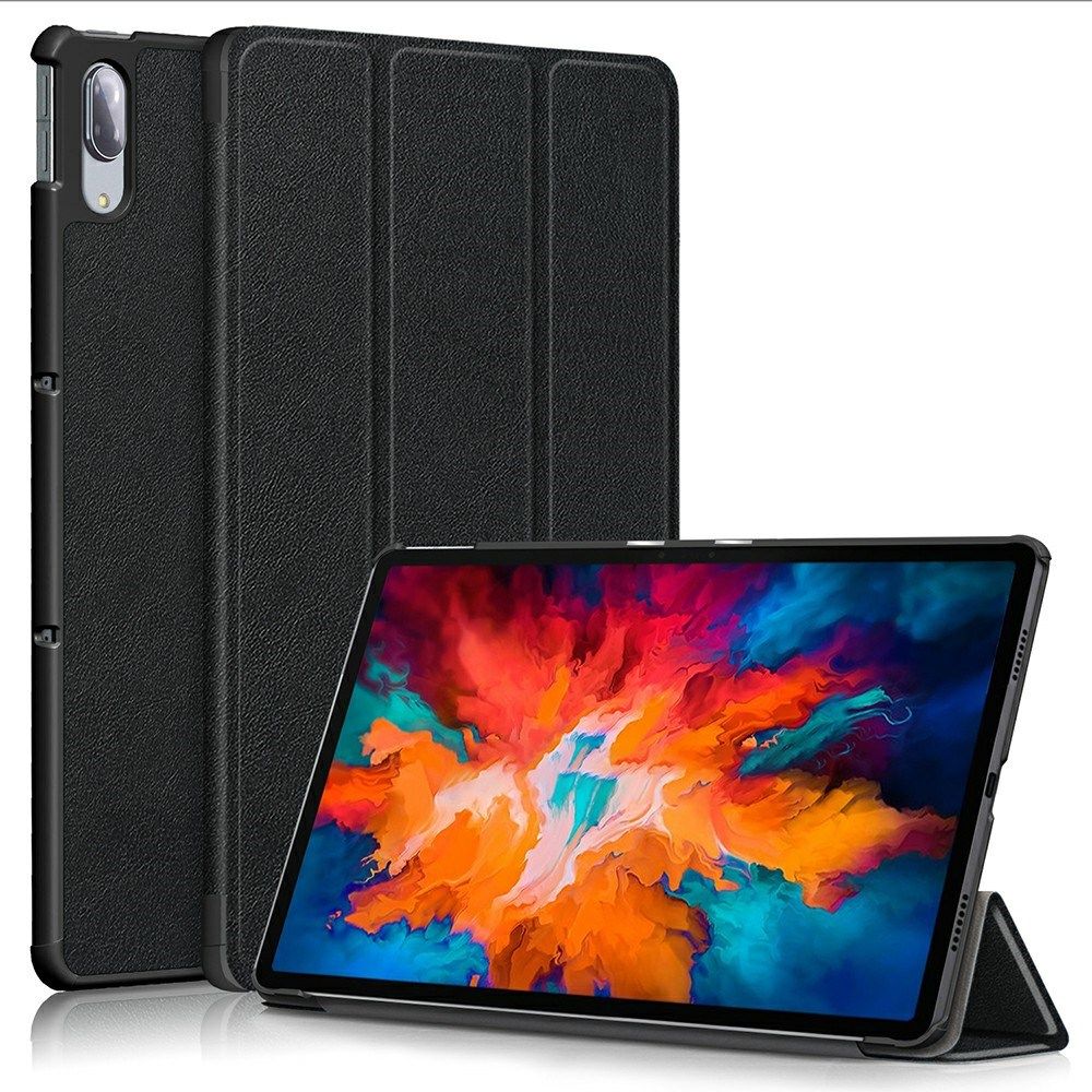 Lenovo Tab P11 Pro Hoes Tri-Fold Book Case Kunstleer Zwart afbeelding 1