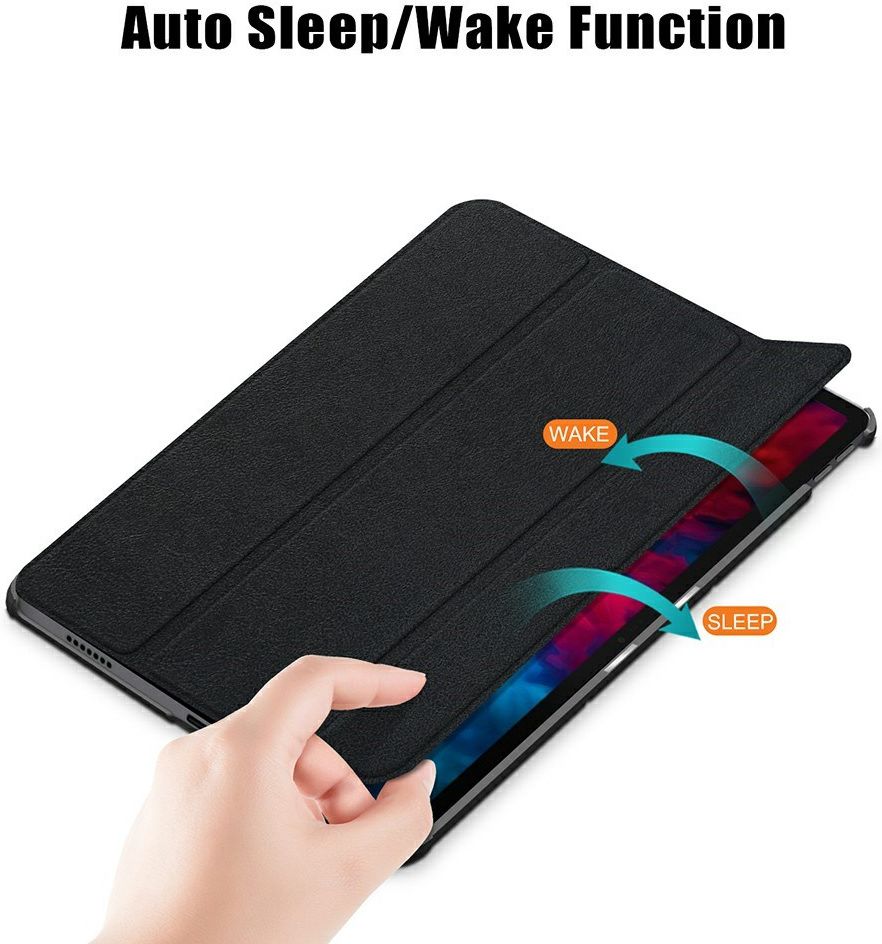Lenovo Tab P11 Pro Hoes Tri-Fold Book Case Kunstleer Zwart afbeelding 3