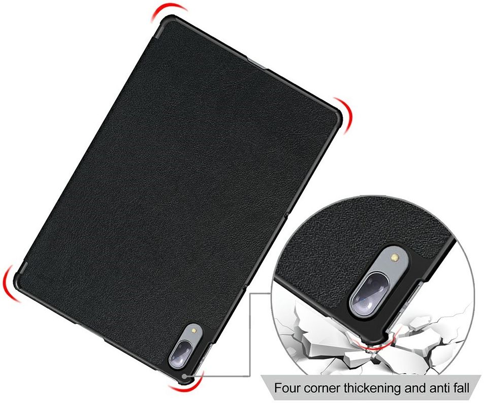 Lenovo Tab P11 Pro Hoes Tri-Fold Book Case Kunstleer Zwart afbeelding 4