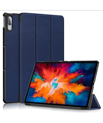 Lenovo Tab P11 Pro Hoes Tri-Fold Book Case Kunstleer Blauw Hoesjes