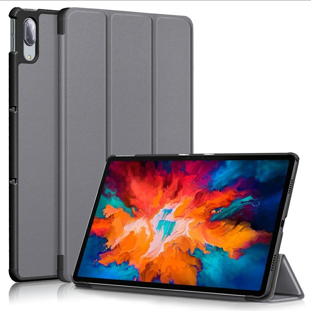 Lenovo Tab P11 Pro Hoes Tri-Fold Book Case Kunstleer Grijs afbeelding 1