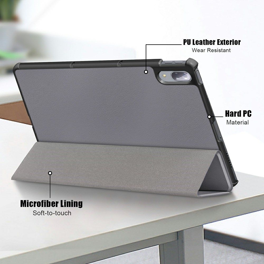 Lenovo Tab P11 Pro Hoes Tri-Fold Book Case Kunstleer Grijs afbeelding 9