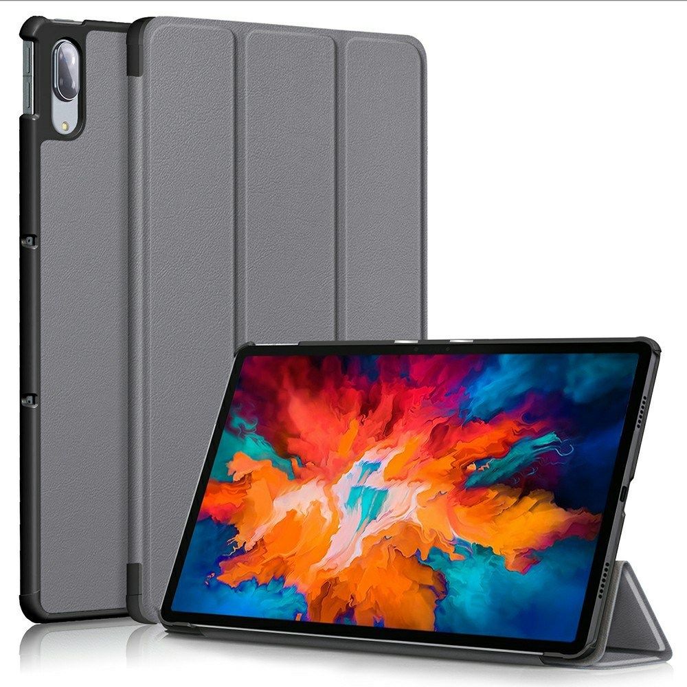Lenovo Tab P11 Pro Hoes Tri-Fold Book Case Kunstleer Grijs afbeelding 11