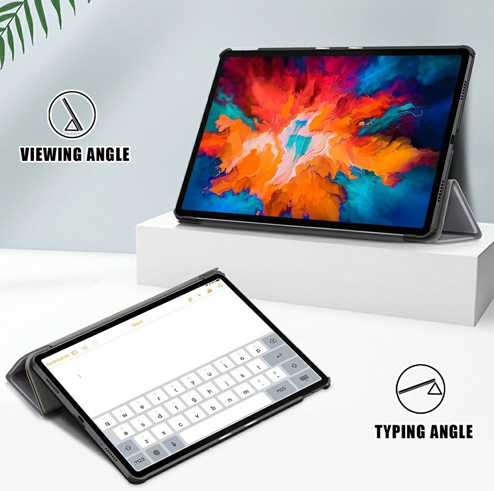 Lenovo Tab P11 Pro Hoes Tri-Fold Book Case Kunstleer Grijs afbeelding 5