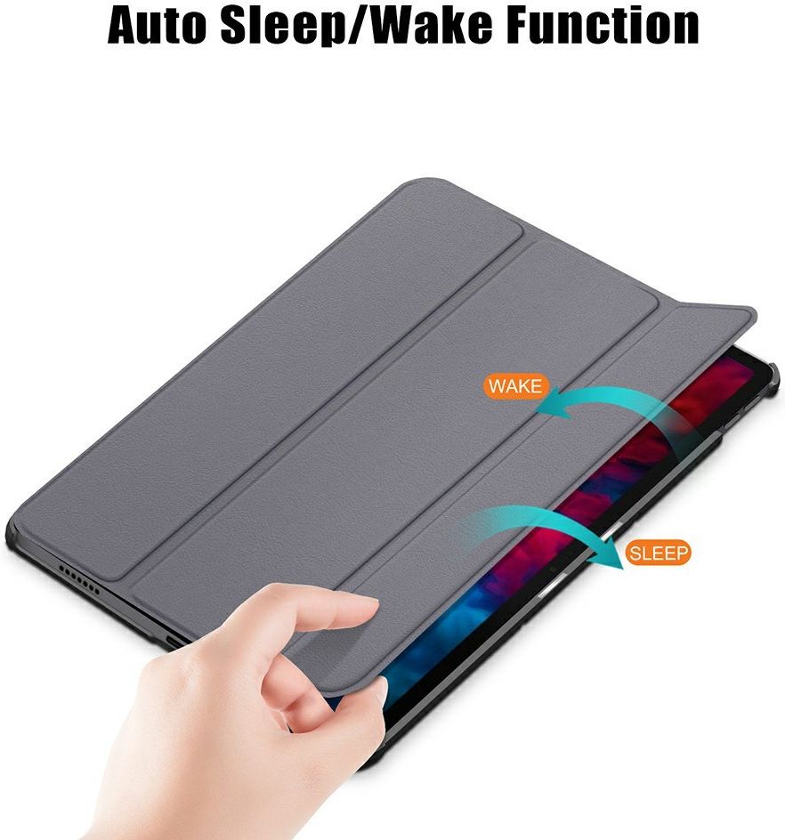 Lenovo Tab P11 Pro Hoes Tri-Fold Book Case Kunstleer Grijs afbeelding 3
