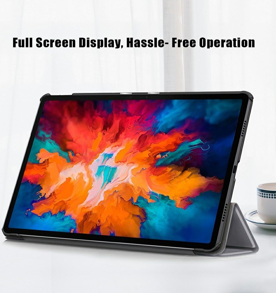 Lenovo Tab P11 Pro Hoes Tri-Fold Book Case Kunstleer Grijs afbeelding 7