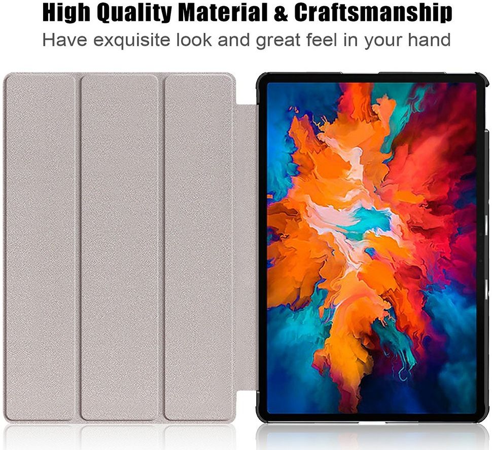 Lenovo Tab P11 Pro Hoes Tri-Fold Book Case Kunstleer Grijs afbeelding 8