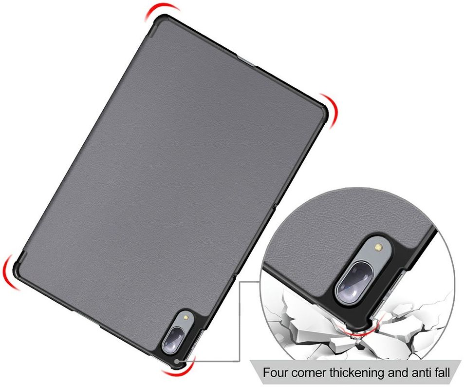 Lenovo Tab P11 Pro Hoes Tri-Fold Book Case Kunstleer Grijs afbeelding 4