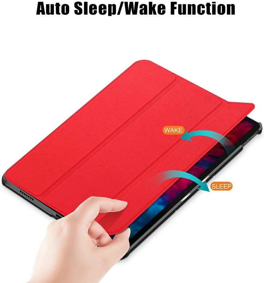 Lenovo Tab P11 Pro Hoes Tri-Fold Book Case Kunstleer Rood afbeelding 3