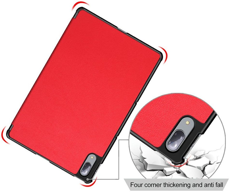 Lenovo Tab P11 Pro Hoes Tri-Fold Book Case Kunstleer Rood afbeelding 4