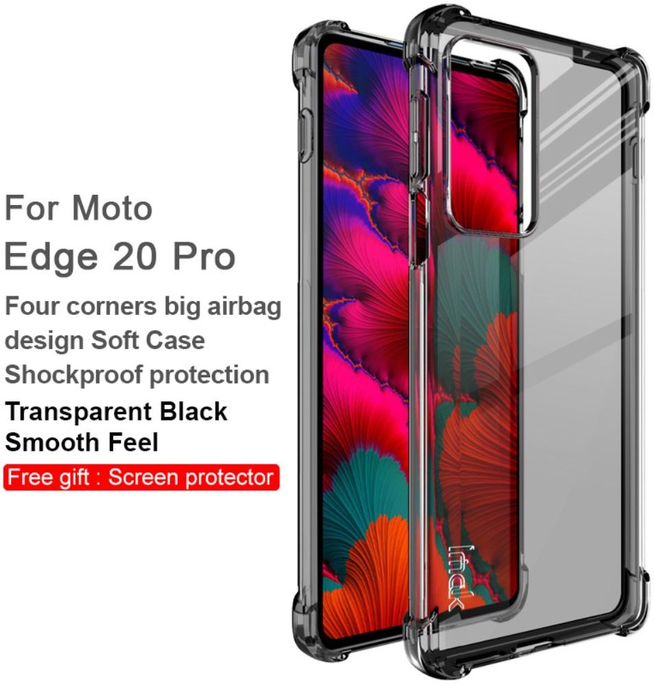 Motorola Edge 20 Pro Hoesje TPU + Screenprotector Transparant Zwart afbeelding 4