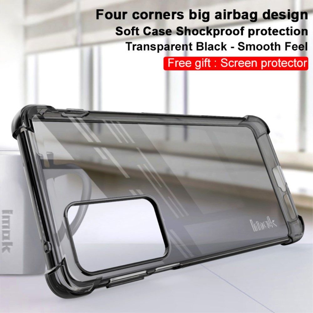 Motorola Edge 20 Pro Hoesje TPU + Screenprotector Transparant Zwart afbeelding 5