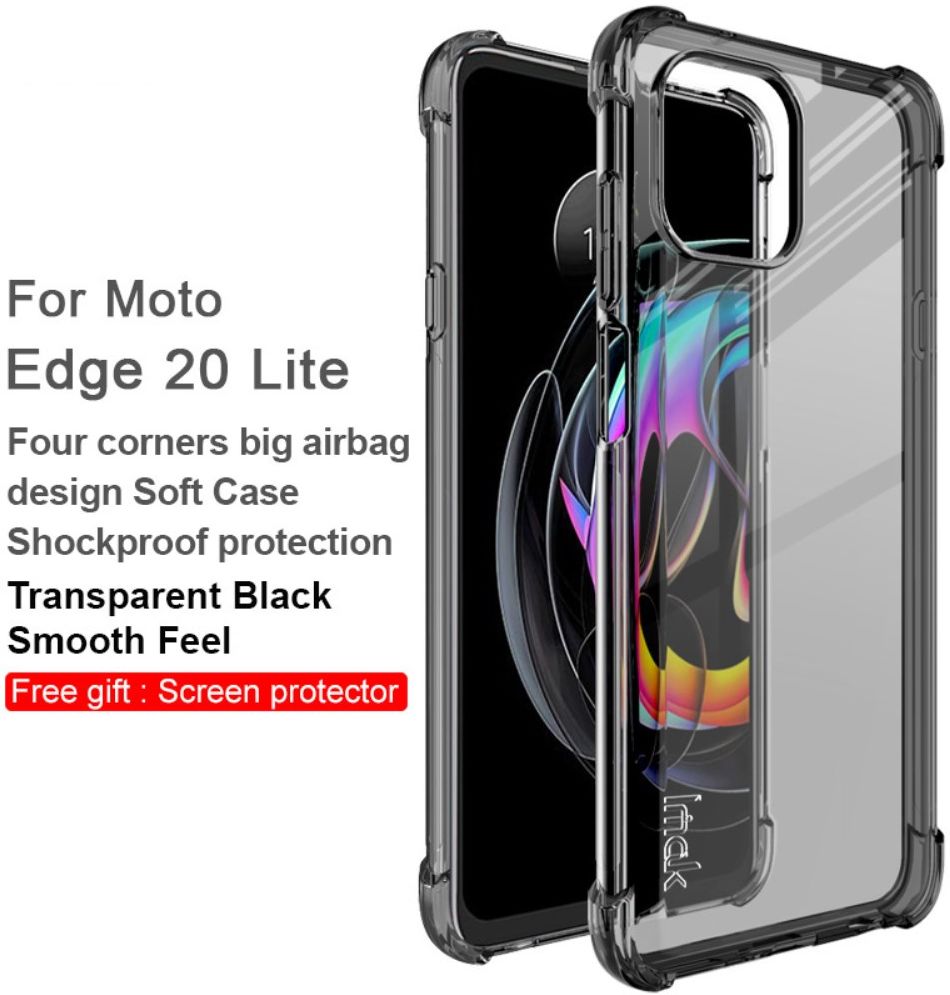 Motorola Edge 20 Lite Hoesje TPU + Screen Protector Transparant Zwart afbeelding 5