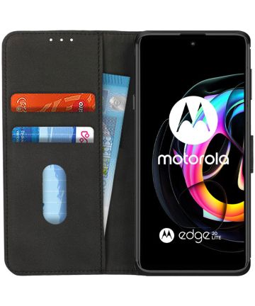 KHAZNEH Motorola Edge 20 Lite Hoesje Portemonnee Book Case Zwart Hoesjes