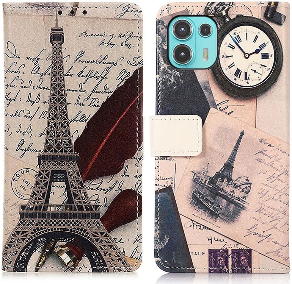 Motorola Edge 20 Lite Hoesje Portemonnee met Eiffeltoren Print afbeelding 3