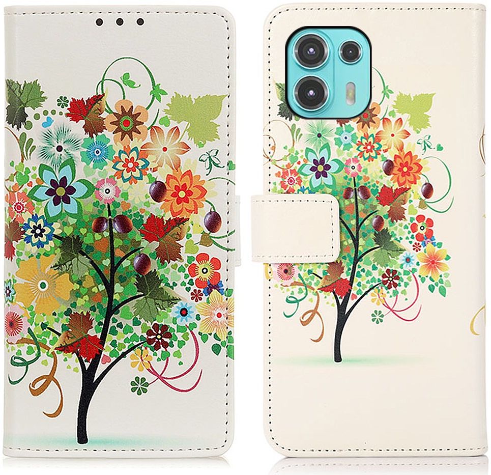 Motorola Edge 20 Lite Hoesje Portemonnee met Tree Print afbeelding 3