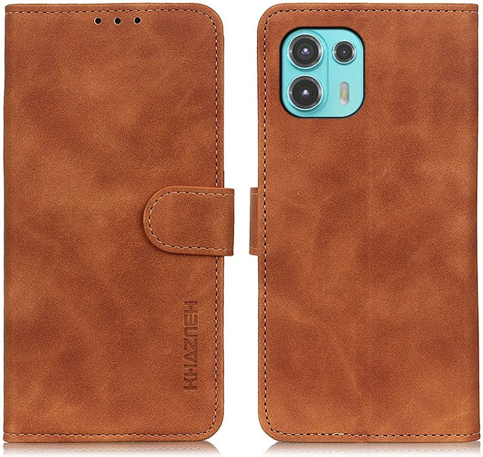 KHAZNEH Motorola Edge 20 Lite Hoesje Retro Wallet Book Case Bruin afbeelding 3