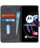 KHAZNEH Motorola Edge 20 Pro Hoesje Retro Wallet Book Case Zwart