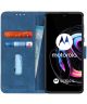 KHAZNEH Motorola Edge 20 Pro Hoesje Retro Wallet Book Case Blauw