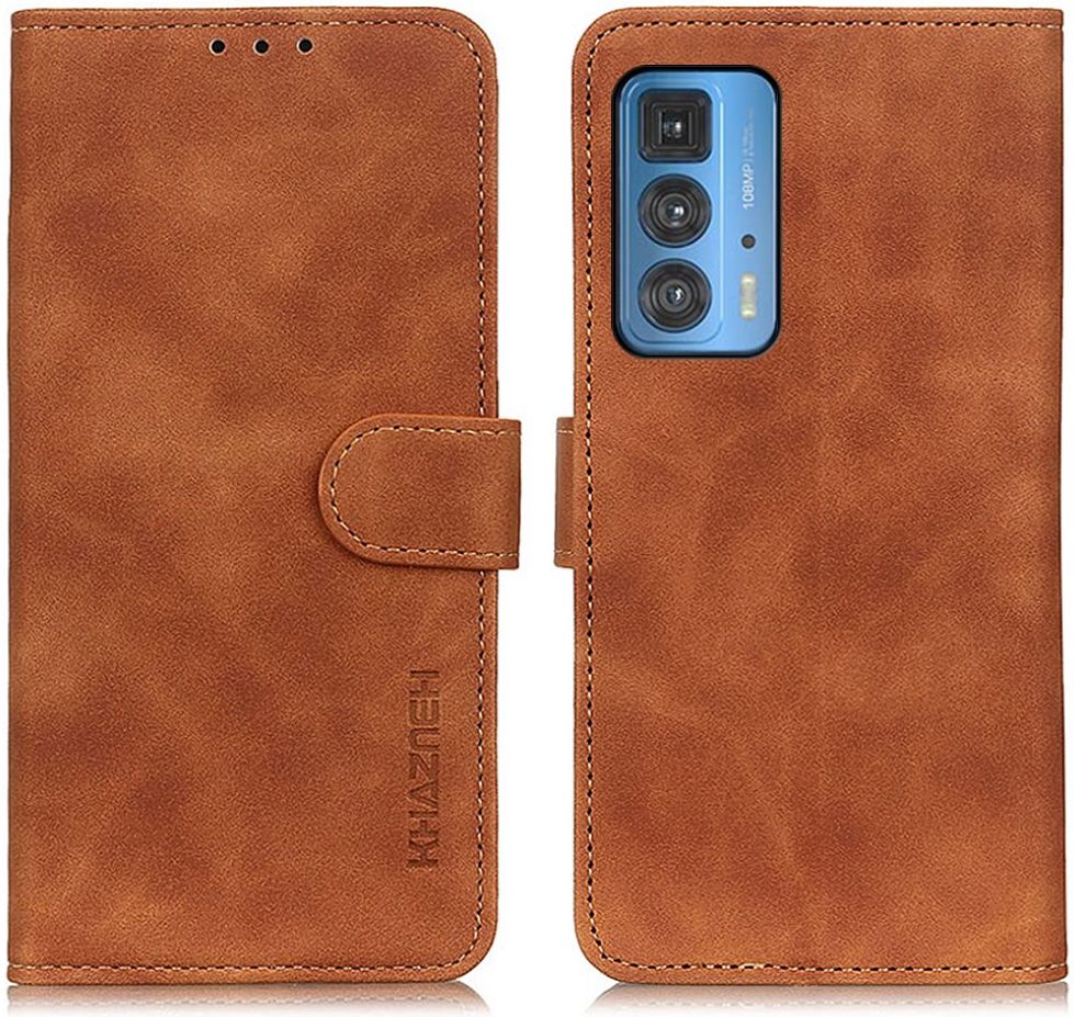 KHAZNEH Motorola Edge 20 Pro Hoesje Retro Wallet Book Case Bruin afbeelding 3