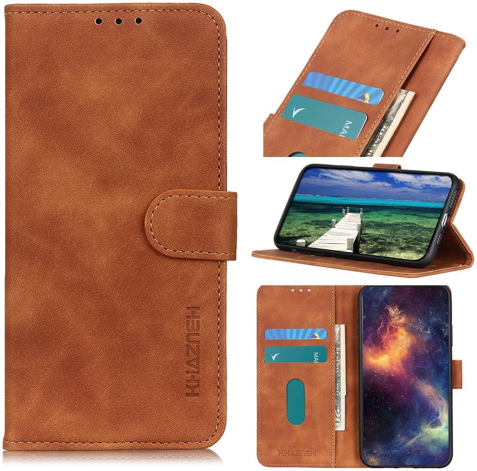 KHAZNEH Motorola Edge 20 Pro Hoesje Retro Wallet Book Case Bruin afbeelding 7