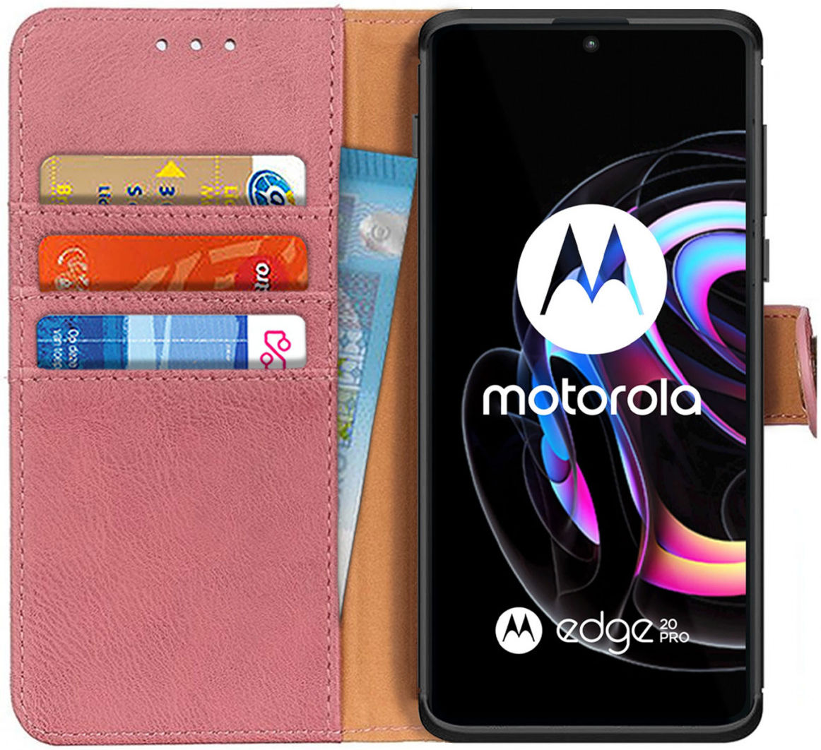 KHAZNEH Motorola Edge 20 Pro Hoesje Wallet Book Case Roze afbeelding 1