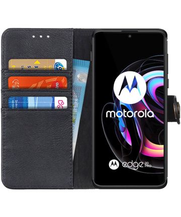 KHAZNEH Motorola Edge 20 Pro Hoesje Wallet Book Case Zwart Hoesjes