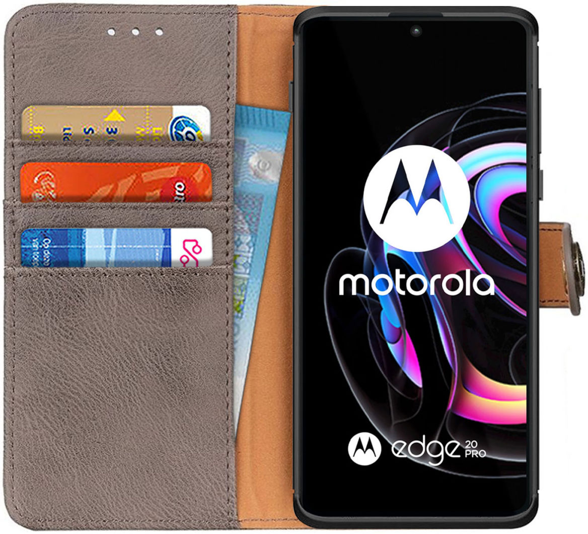 KHAZNEH Motorola Edge 20 Pro Hoesje Wallet Book Case Grijs afbeelding 1