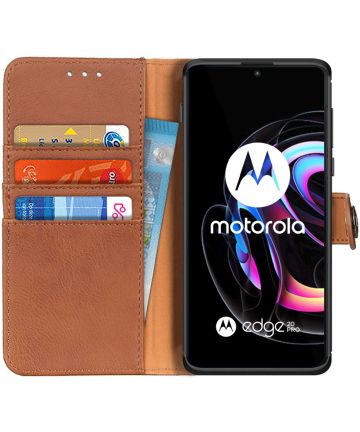 KHAZNEH Motorola Edge 20 Pro Hoesje Wallet Book Case Bruin Hoesjes