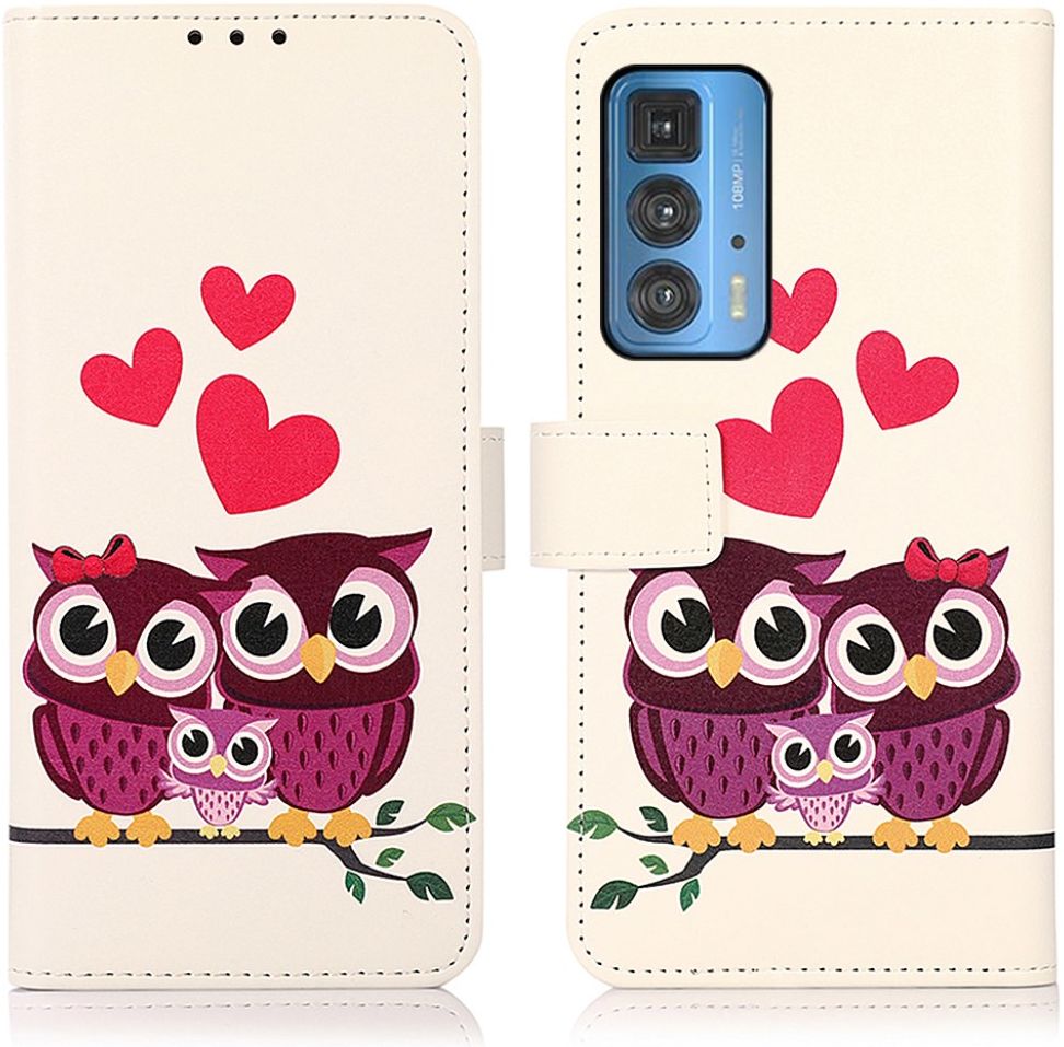 Motorola Edge 20 Pro Hoesje Portemonnee Book Case Uilen Print afbeelding 3