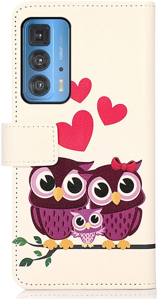 Motorola Edge 20 Pro Hoesje Portemonnee Book Case Uilen Print afbeelding 6