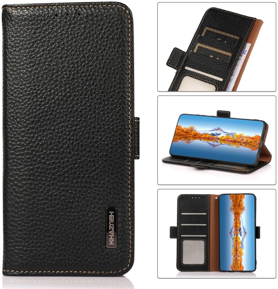 KHAZNEH Google Pixel 6 Hoesje RFID Wallet Book Case Echt Leer Zwart afbeelding 6