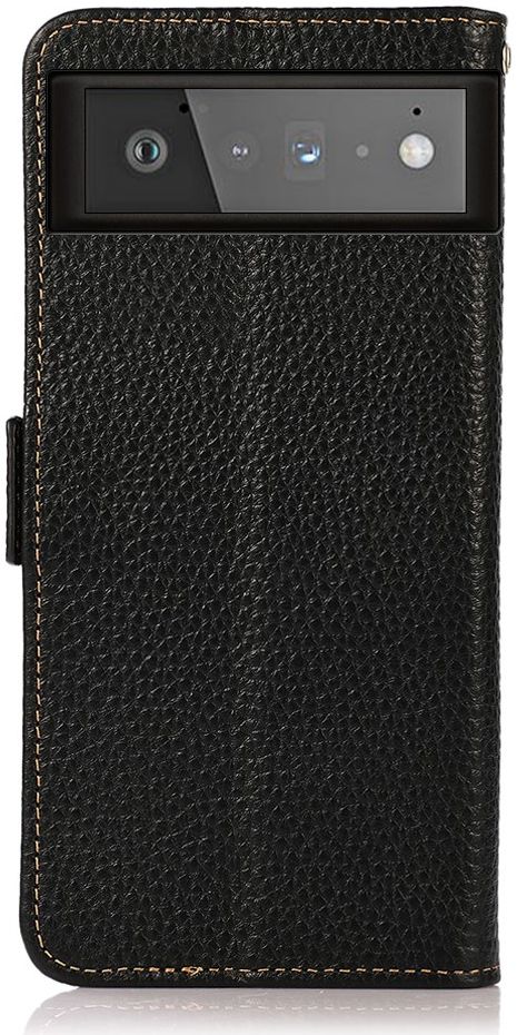 KHAZNEH Google Pixel 6 Hoesje RFID Wallet Book Case Echt Leer Zwart afbeelding 7