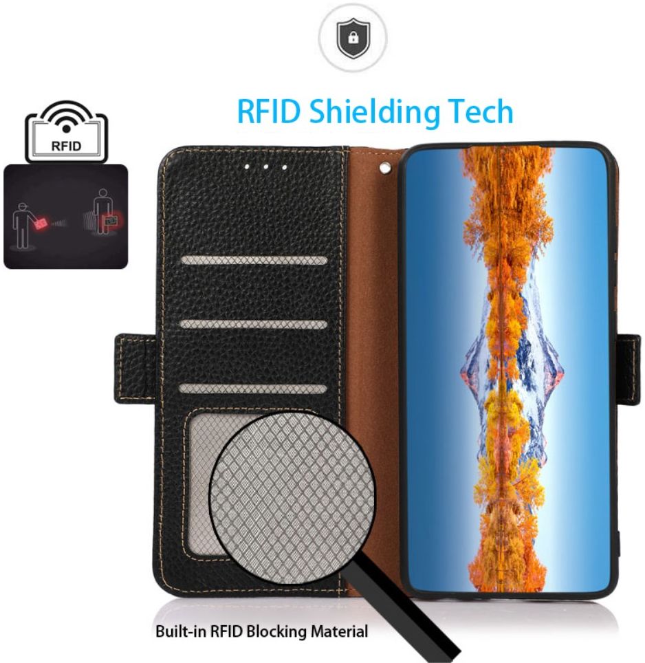 KHAZNEH Google Pixel 6 Hoesje RFID Wallet Book Case Echt Leer Zwart afbeelding 4