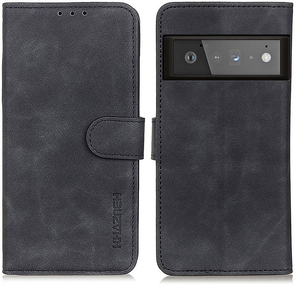 KHAZNEH Google Pixel 6 Pro Hoesje Vintage Wallet Book Case Zwart afbeelding 2