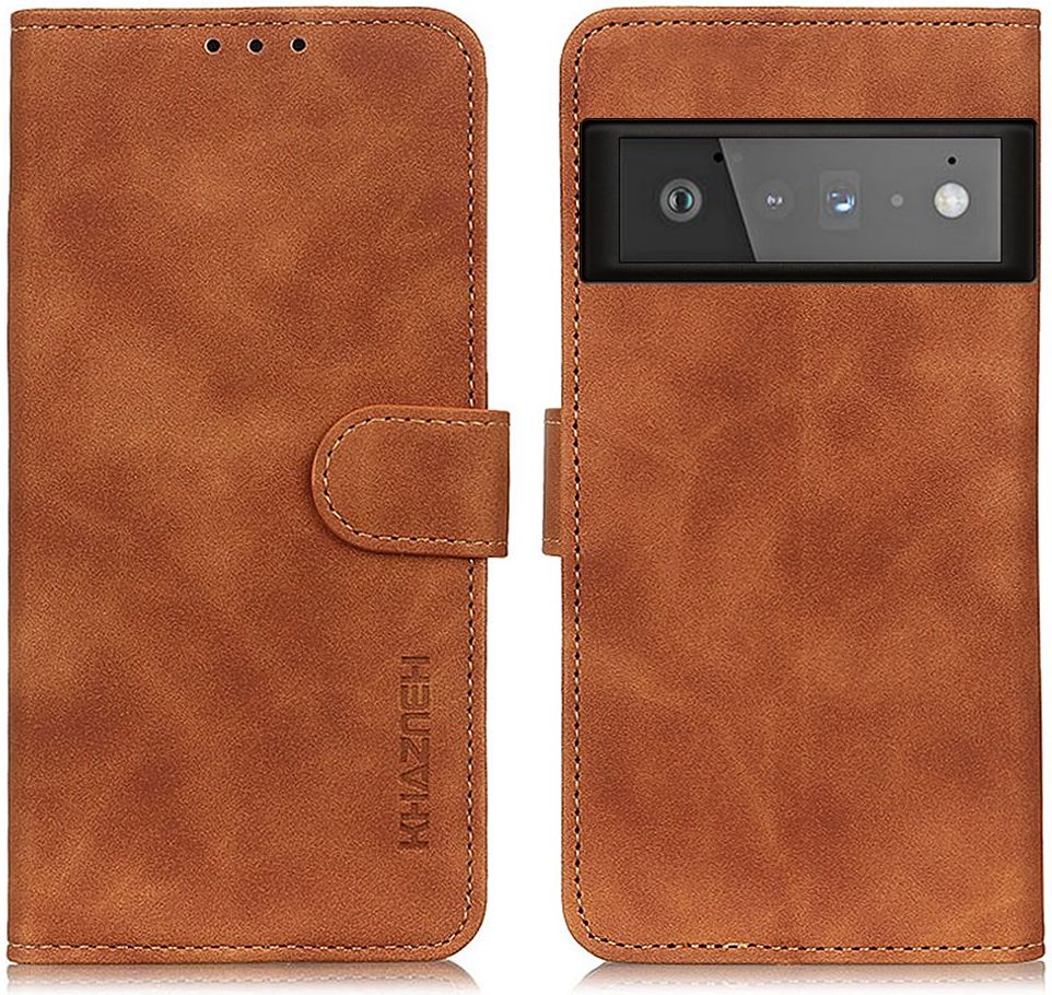KHAZNEH Google Pixel 6 Pro Hoesje Vintage Wallet Book Case Bruin afbeelding 2
