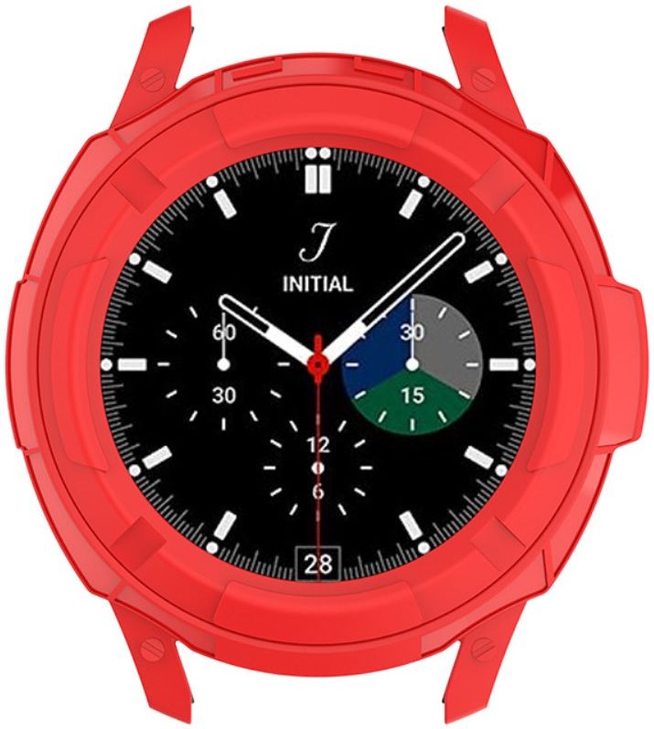 Samsung Galaxy Watch 4 Classic 46MM Hoesje TPU met Bezel Ring Rood afbeelding 4