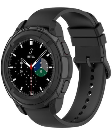 Samsung Galaxy Watch 4 Classic 46MM Hoesje - TPU met Bezel Ring - Zwart Cases