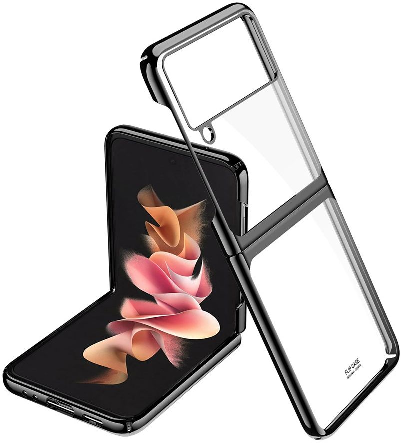Samsung Galaxy Z Flip 3 Hoesje Hard Case Back Cover Transparant Zwart afbeelding 1
