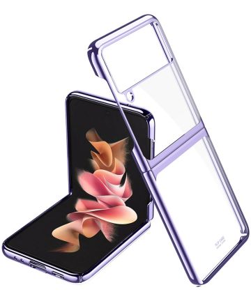 Samsung Galaxy Z Flip 3 Hoesje Hard Case Back Cover Transparant Paars Hoesjes