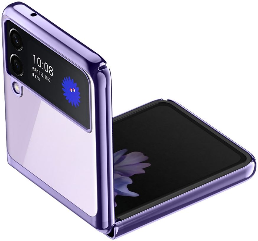 Samsung Galaxy Z Flip 3 Hoesje Hard Case Back Cover Transparant Paars afbeelding 6