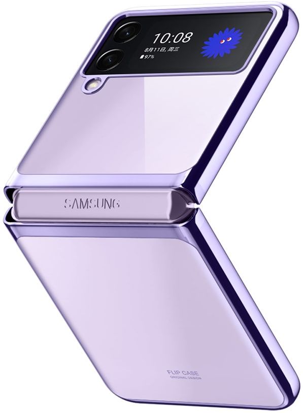 Samsung Galaxy Z Flip 3 Hoesje Hard Case Back Cover Transparant Paars afbeelding 4