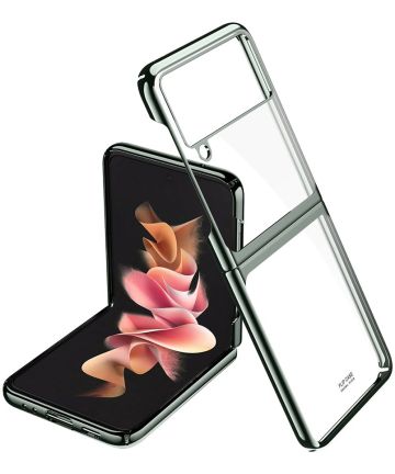 Samsung Galaxy Z Flip 3 Hoesje Hard Case Back Cover Transparant Groen Hoesjes