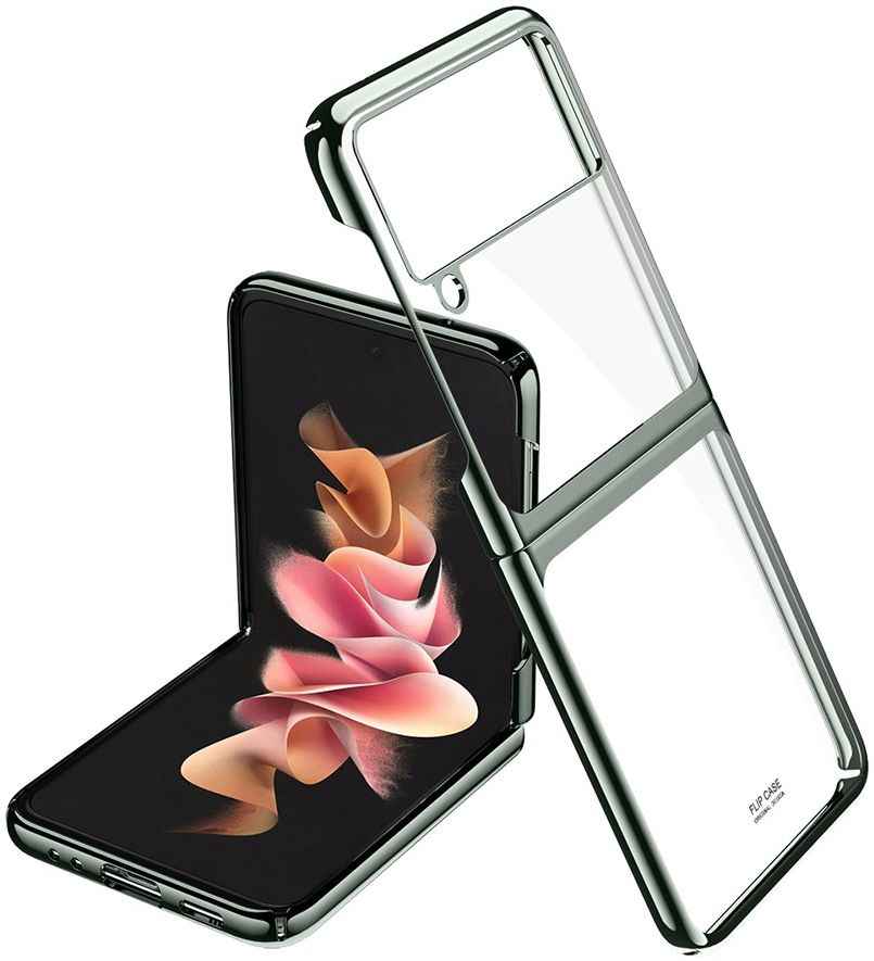 Samsung Galaxy Z Flip 3 Hoesje Hard Case Back Cover Transparant Groen afbeelding 1