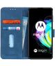 KHAZNEH Motorola Edge 20 Hoesje Retro Wallet Book Case Blauw